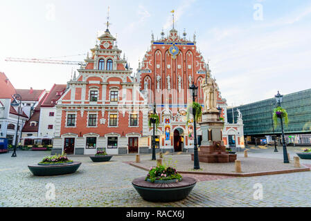 Haus der Mitesser, Rathausplatz, UNESCO-Weltkulturerbe, Riga, Lettland, Europa Stockfoto