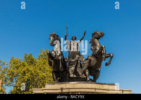 Die boadicea und Ihre Töchter Statue auf die Westminster Bridge, London, England, Vereinigtes Königreich, Europa Stockfoto