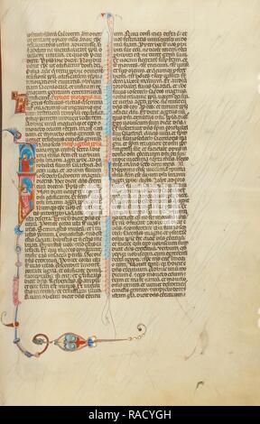 Erste I: ein Mann mit einer Krone und einem Mann arbeiten, Bologna, Emilia Romagna, Italien, um 1280 - 1290, Tempera Farben neuerfundene Stockfoto