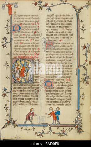 Erste C: Der Mord der unschuldigen Kinder, Paris, Frankreich, ca. 1320 - 1325, Tempera Farben, Blattgold, und Tinte auf Neuerfundene Stockfoto