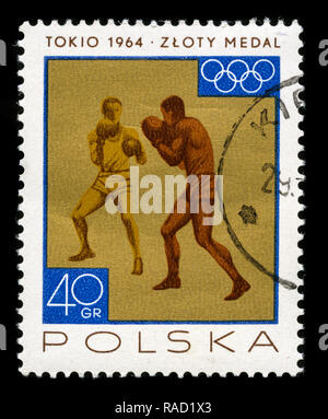 Briefmarken aus Polen in den Sport, Siege errungen, die von polnischen Team 1964 Olympische Spiele Serie 1965 ausgestellt Stockfoto