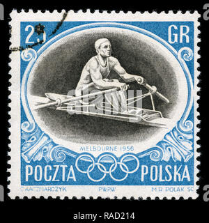 Briefmarken aus Polen bei den Olympischen Spielen 1956 - Melbourne Serie Stockfoto