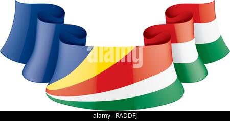 Seychellen Fahne, Vector Illustration auf weißem Hintergrund Stock Vektor