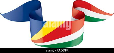 Seychellen Fahne, Vector Illustration auf weißem Hintergrund Stock Vektor