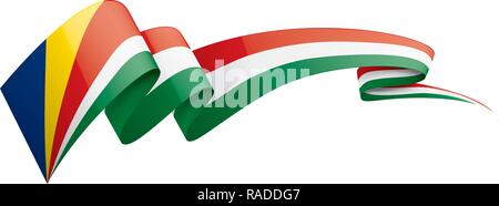 Seychellen Fahne, Vector Illustration auf weißem Hintergrund Stock Vektor