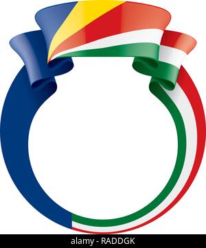 Seychellen Fahne, Vector Illustration auf weißem Hintergrund Stock Vektor