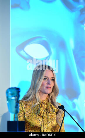 Edith Bowman bei der Bekanntgabe der 5 Kandidaten für die EE-Rising Star Award 2019 EE British Academy Film Awards, Bafta, Piccadilly, London. Stockfoto