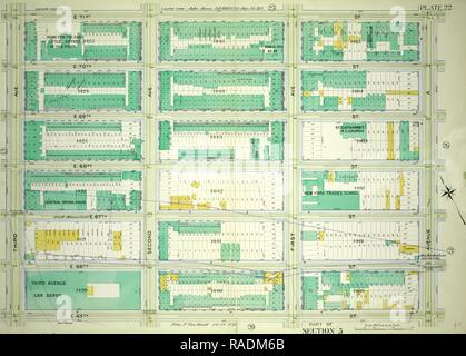 Platte 22, Teil von Abschnitt 5: von E.71st Street, Avenue A, E. 65th Street und der Third Avenue. Neuerfundene Stockfoto