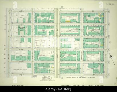 Platte 38, Teil von Abschnitt 6: von E.105 Street, Third Avenue, E. 100. Straße und First Avenue begrenzt. Neuerfundene Stockfoto