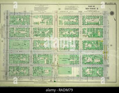 Platte 22, Teil von Abschnitt 3: von E.37th Street, Third Avenue, E. 32nd Street und Fifth Avenue begrenzt. Neuerfundene Stockfoto