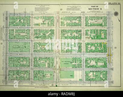 Platte 22, Teil von Abschnitt 3: von E.37th Street, Third Avenue, E. 32nd Street und Fifth Avenue begrenzt. Neuerfundene Stockfoto