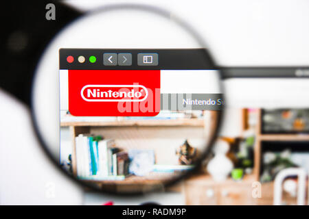 Los Angeles, Kalifornien, USA - 27. Dezember 2018: Nintendo Website Homepage. Nintendo Logo auf dem Bildschirm sichtbar Stockfoto