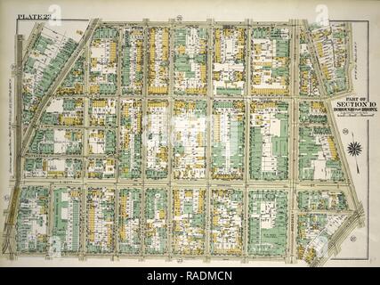 Platte 22, Teil von Abschnitt 10, Stadtteil der Bronx. Durch E. 166. Straße, Halle, E. 165. Straße begrenzt Neuerfundene Stockfoto