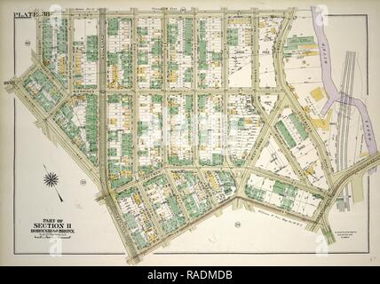 Platte 38, Teil des Abschnitts 11, Stadtteil der Bronx. Durch E.172nd Street, Edgewater Straße begrenzt, Westchester Straße neuerfundene Stockfoto