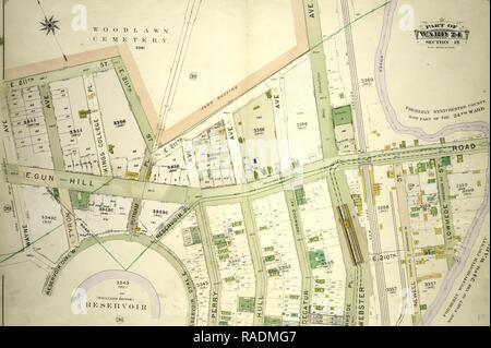 Doppelzimmer Seite Platte Nr. 38, Teil der Station 24, Abschnitt 12. Durch E. 211. Straße Woodlawn Friedhof begrenzt, Webster Avenue neuerfundene Stockfoto