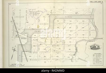 Vol. 2. Platte, E. Karte von Orient Ave., City Line, Wiese St., Kanal, vandervoort Ave. gebunden, einschließlich Calhoun St neuerfundene Stockfoto