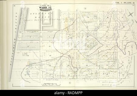 Vol. 5. Platte, Q. Karte gebunden durch die atlantischen Becken, Verona St., Columbia St., Otsego St., Partition St., Buttermilch neuerfundene Stockfoto