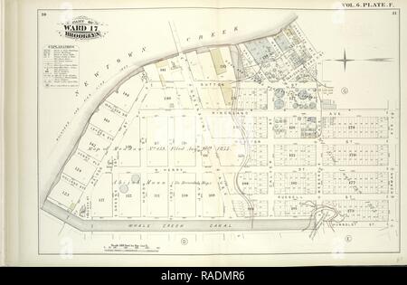 Vol. 6. Platte, F. Karte gebunden zu Newtown Creek, Charlick St., Bridgewater St., Meserole Ave., Kingsland Ave., Norman neuerfundene Stockfoto