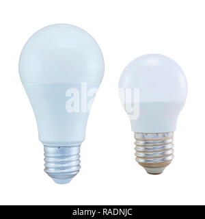 LED-Glühbirne, die isoliert auf weißem Hintergrund Stockfoto