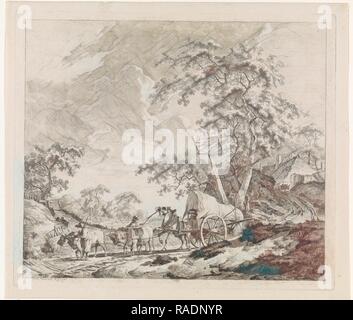 Landschaft mit Joch Ochsen und ein Pferd Ziehen einer Karre, Barend Hendrik Thier, 178. Neuerfundene durch Gibon. Klassische Kunst neuerfundene Stockfoto