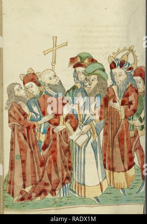 König Avenir und Josaphat inmitten der heidnischen Gelehrten, Nachfolger von Hans Schilling (Deutsch, aktiv 1459 - 1467), aus der Neuerfundene Stockfoto