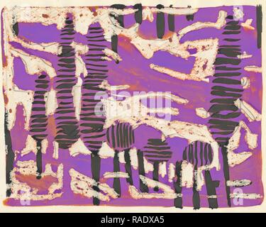 Tania Lam, expressionistische Landschaft mit Bäumen und violetten Himmel. Sie zeitgenössische Kunst die Tendenz zur Abstraktion. Malerei neuerfundene Stockfoto