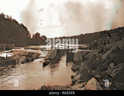 Jensen Beach River Dam und verriegeln, Adirondack Mtns, N.Y, Jackson, William Henry, 1843-1942, Dämme, Flüsse, Schlösser (Hydraulische neuerfundene Stockfoto