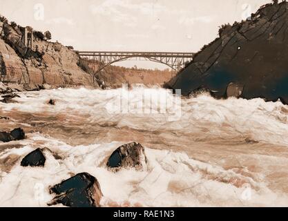 Niagara Rapids, Michigan Central Brücke, Jackson, William Henry, 1843-1942, Stromschnellen, Eisenbahn Brücken neuerfundene Stockfoto