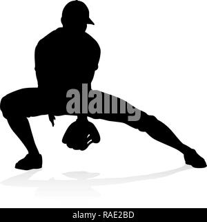 Baseball Player Silhouette Stock Vektor