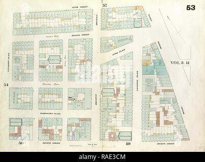 Platte53: Karte von der 9th Street begrenzt, Fourth Avenue, 4th Street, Universität statt. 1857, 1862, Perris und Browne, Neue Neuerfundene Stockfoto