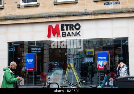 Badewanne, Großbritannien - 13 Oktober 2018: Der Eingang zum U-Bank Filiale in Stall Street Stockfoto