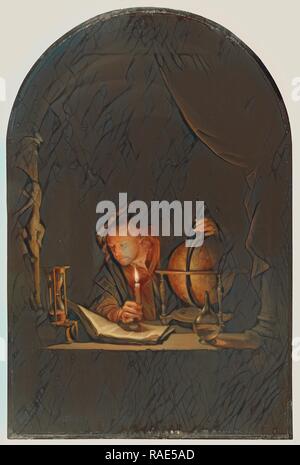 Astronom bei Kerzenschein, Gerrit Dou (Niederländisch, 1613-1675), den Niederlanden, Ende 1650, Öl auf Leinwand, 32 × 21,2 cm (12 5 Neuerfundene Stockfoto