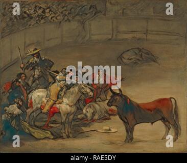 Stierkampf, suerte de varas, Francisco José de Goya y Lucientes (Francisco de Goya) (Spanisch, 1746 - 1828), 1824, Öl neuerfundene Stockfoto