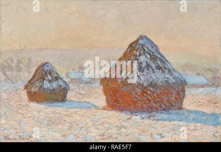 Wheatstacks, Schnee Effekt, Morgen, Claude Monet (Französisch, 1840 - 1926), Frankreich, 1891, Öl auf Leinwand, 64,8 x 100,3 cm (neu konzipiert Stockfoto