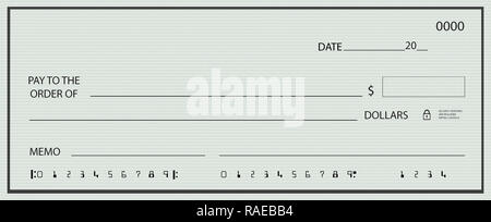 Blank Check mit generischen Hintergrund und falschen Zahlen Stockfoto