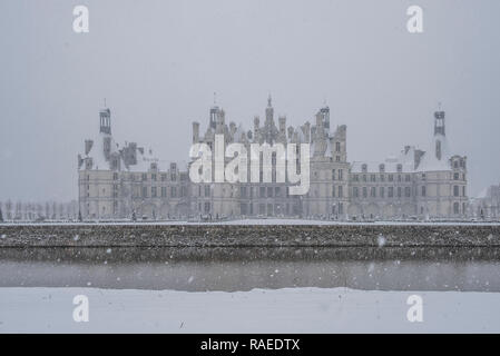 "Chateau de Chambord", ein Renaissance Schloss, ist als UNESCO-Weltkulturerbe und National Historic Landmark (Französisch "Monument hist registriert Stockfoto