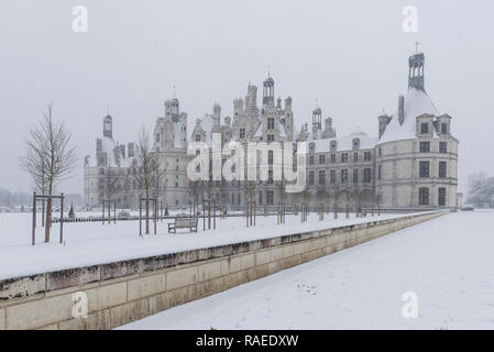 "Chateau de Chambord", ein Renaissance Schloss, ist als UNESCO-Weltkulturerbe und National Historic Landmark (Französisch "Monument hist registriert Stockfoto