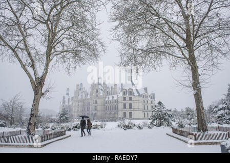 "Chateau de Chambord", ein Renaissance Schloss, ist als UNESCO-Weltkulturerbe und National Historic Landmark (Französisch "Monument hist registriert Stockfoto