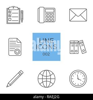 Geschäftsbezogene Vektor Zeile für Symbole gesetzt. Auf weissem Hintergrund. Editierbare Anschlag Stock Vektor