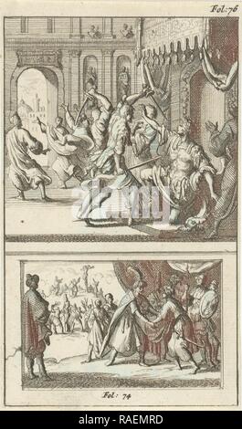 Julius Caesar ermordet wurde. Polycrates freundlicherweise von Orates, Jan Luyken, Johannes Boekholt, 168 erhalten. Neuerfundene Stockfoto