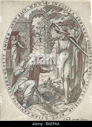 Christus erscheint Maria Magdalena als Gärtner, Crispijn van de Passe (I), 160. Neuerfundene durch Gibon. Klassische Kunst mit Neuerfundene Stockfoto