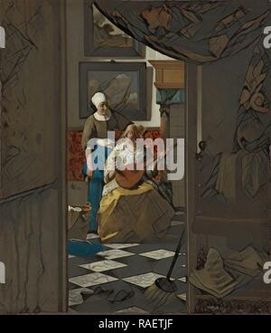 Den Liebesbrief, Johannes Vermeer, C. 1669 - C. 167. Neuerfundene durch Gibon. Klassische Kunst mit einem modernen Touch neuerfundene Stockfoto