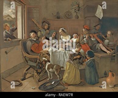 Die fröhliche Familie, Jan Havicksz. Steen, 166. Neuerfundene durch Gibon. Klassische Kunst mit einem modernen Touch neuerfundene Stockfoto