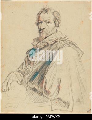 Portrait von Hendrick van Balen, Anthony van Dyck (Flämisch, 1599 - 1641), 1627-1632, Schwarze Kreide, 24,4 × 19,7 Neuerfundene Stockfoto