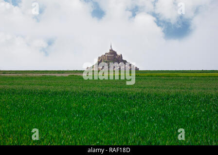 Panoramablick auf Le Mont Saint Michele, Frankreich Stockfoto