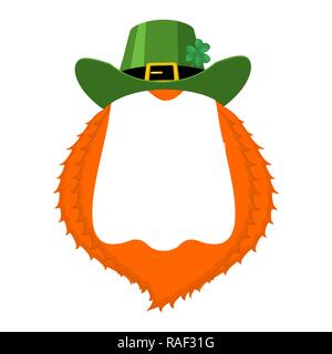St Patricks Day Vorlage. Leprechaun leer Banner. Mütze und Bart. Urlaub in Irland. Traditionelle irische Urlaub Stock Vektor