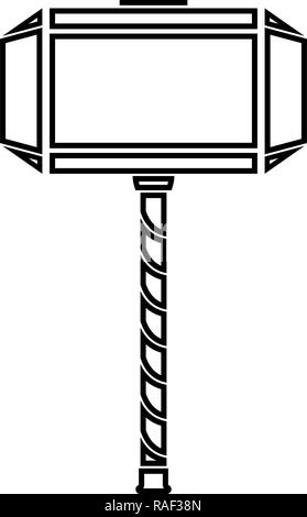 Thor's Hammer dwt Symbol Farbe schwarz Vektor I Stil einfach Bild Stock Vektor