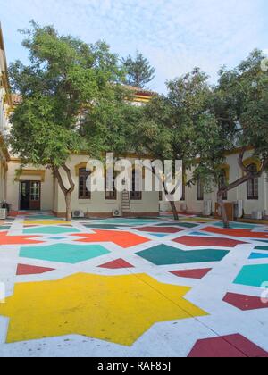 Patio del Tiempo (Innenhof). La Térmica. Málaga, Spanien. Stockfoto