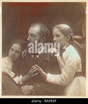 Charles Norman mit seinen Töchtern, Adeline und Margaret, Julia Margaret Cameron (Briten, geboren in Indien, 1815 - 1879 überarbeitet Stockfoto