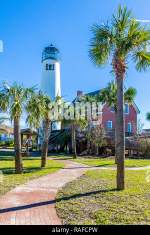 St. George Island Lighthouse Museum & Geschenk Shop auf St George Island im pfannenstiel oder vergessene Küste von Florida in den Vereinigten Staaten Stockfoto